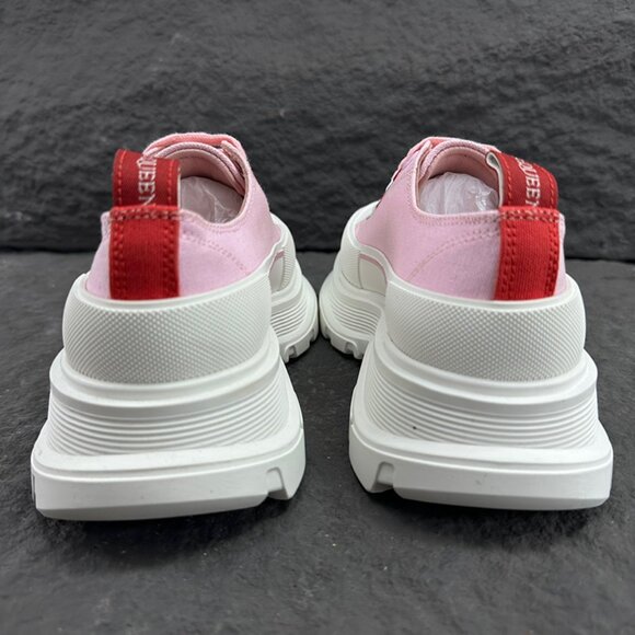 White & Pink Alexander McQueen Low-Top Platform Sneakers - Picture 6 of 9